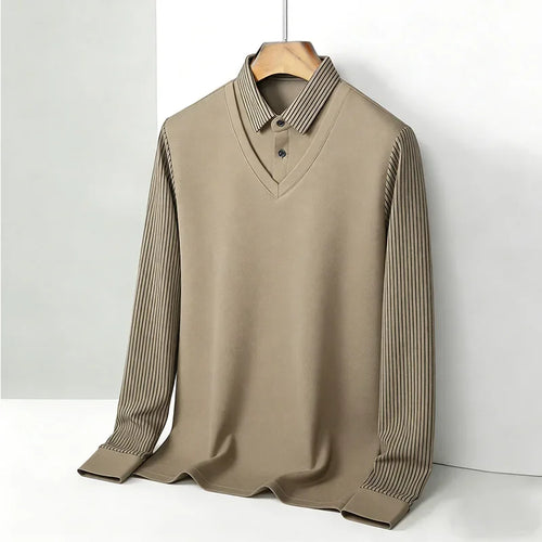 Men's Fake Two Piece Shirt Collar V Neck