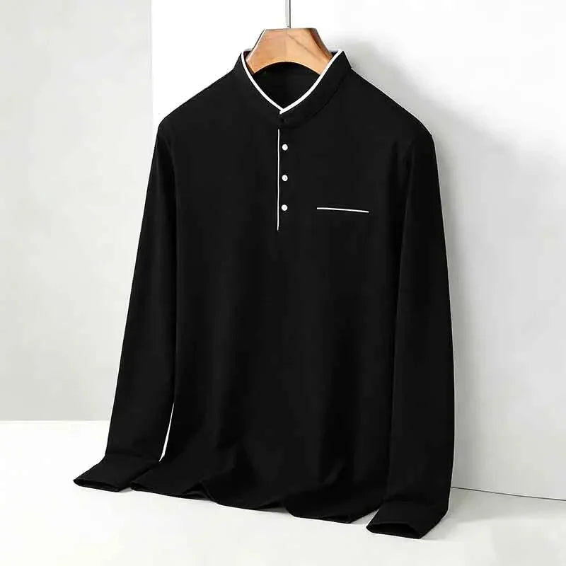Men's Mandarin Collar Long Sleeve Shirt